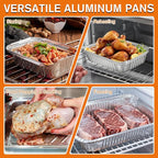 Redriver 7.7'' x 5.7'' Aluminum Foil Pans, 30 Pack Disposable Aluminum Pans, Deep Aluminum Trays, Square Cake Baking Tins for Cooking, Roasting, Heating, Catering Supplies, and Steam Tables(570ml)