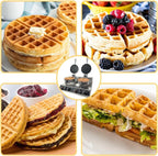 2400W Double Head Waffle Maker with Temperature & Time Control, Stainless Steel Commercial Waffle Iron with Non-Stick Coating for Home Cafe Restaurant Snack Bar Party Food Stall