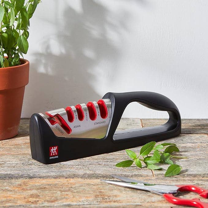 ZWILLING Razor-Sharp 4-Stage Pull Through Knife Sharpener with Shear Sharpener