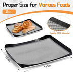 Teenyyou 2 Pcs 14.5 x 13.5 Inch Ptfe Solid Oven Basket Non Stick Cooking Basket Cooking Trays for Quick Oven Accessories Baking Chips Chicken Wings Bread Heating