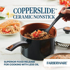 Farberware Glide Nonstick Sauce Pan/Saucepan with Straining and Lid, 3 Quart, (Black)