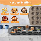 Cupcake Pan Nonstick 2 Pack (Grey, Mini 24 cup)