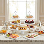 7 Pcs Wood Dessert Table Display Set Wooden 3 Tie Cupcake Stands Rustic Round Cake Stand Wood Dessert Serving Trays for Party Baby Shower Wedding Birthday (White)