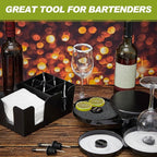 Mifoci 3 Tier Bar Glass Rimmer Bartender Tool Salt Rimmer for Cocktails Margarita 12 Pcs Stainless Steel Classic Bottle Pourers and Bar Caddy Set with 6 Compartments for Bartender Accessories Party