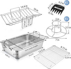 16" Roasting Pan with Rack, 7 PCS P&P CHEF Stainless Steel Turkey Roaster Lasagna Pan with Cooling Flat & V-shaped Baking Rack, Grilling Chicken Holder, Meat Shredding Claws, Dishwasher & Oven Safe