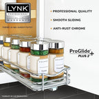 LYNK PROFESSIONAL® Pull Out Spice Organization for Cabinets - 4-3/8 inch Wide – Spice Rack for Inside Cabinets, Slide Out Spice Rack Organizer for cabinet – Pull Out Spice Rack, Sliding 1 Tier Chrome