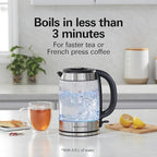 Hamilton Beach Electric Tea Kettle, Water Boiler & Heater, 1.8 Liter, Cordless Serving, 1500 Watts for Fast Boiling, Auto-Shutoff and Boil-Dry Protection, Easy-View Glass (40853C)