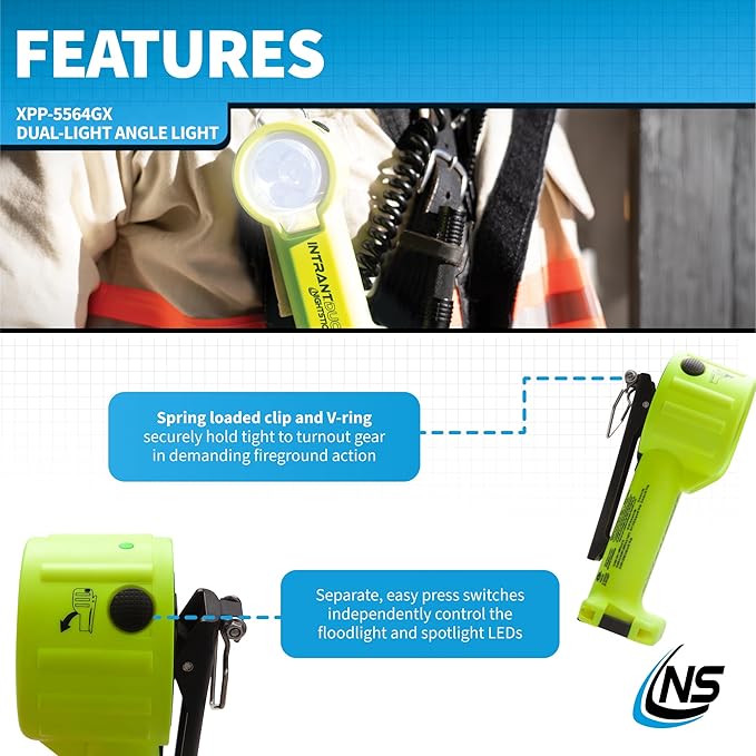 Nightstick XPP-5564 Intrant® Duo Intrinsically Safe Turbo Dual-Light Angle Light - 4 AA
