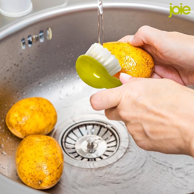 Joie Potato Scrub Brush, Ergonomic Easy Grip Handle, Ideal for Cleaning Vegetables and Fruits, Small and Compact, Handy Kitchen Gadget, BPA-Free, Dishwasher Safe, Green