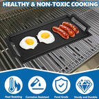 SafBbcue Cast Iron Pot, Griddle Pan Hot Plate, Pre-Seasoned, Grill for Stovetop, Oven, Grill & Campfire, Suitable for Outdoor Cooking Kitchen and Patio Backyard, 17 x 9 Inch