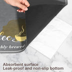 CooRug Absorbent Coffee Mat, Fashion Dish Drying Mat for Kitchen Counter Coffee Bar Accessories Espresso Machine Dish Rack 12" x 20" Dark Grey