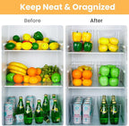 YIHONG 10 Pack Clear Pantry Organizer Bins, Plastic Containers with Handle for Kitchen,Freezer,Cabinet,Closet,Bathroom Under Sink Storage