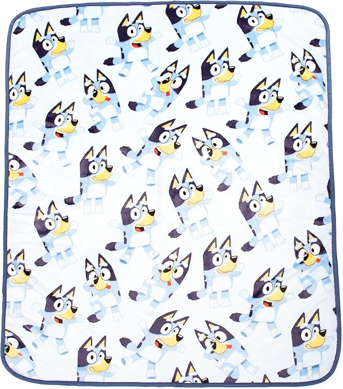 Jay Franco Bluey Kids Travel Set - 3 Piece Set Includes 40 x 50 Throw Blanket, Eye Mask, and Neck Pillow - Super Soft & Cozy Travel Accessories