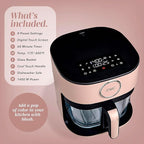 COOK WITH COLOR 1400W 5.5Qt Digital Kitchen Air Fryer with Glass Basket, 8 Presets Healthy Cooking Options, Bake, Fry, Reheat, 60-Min Timer, Adjustable Temperature Control 175°F–400°F, Blush