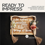 Besti Rustic Vintage Food Serving Trays (Set of 2) | Nesting Wooden Board with Metal Handles | Stylish Farmhouse Decor Serving Platters | Large: 15 x2 x11” - Small: 13 x2 x9” (Rustic Light Brown)