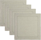 Solino Home Linen Square Placemats Set of 4-100% Pure Linen Natural Cloth Placemats 14 x 14 Inch - Classic Hemstitch, Machine Washable Place Mats for Holiday