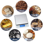Food Scale Digital Weight Grams and Ounces, 0.001oz/0.01g 500g Kitchen Scale for Food with Backlight LCD Display, Tare, 9 Units, Auto Off, 2 Trays, Batteries Included - Stainless Steel