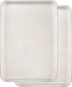 Wildone Baking Sheet Pan Set, Honeycomb Embossed Nonstick Baking Sheet 15x10 In, Thicker Carbon Steel Cookie Sheet, Even Heating Jelly Roll Pan, White, 2 Pack