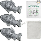 Iron Fish Cooking Tool, Natural Iron Cooking Tool to Add Iron to Food & Water, Safe & Effective Aid for Vegans, Athletes, Pregnant Women and Children (Black 3Pack)