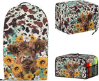 Highland Cow 2 Slice Toaster Blender Slow Cooker Covers Daisies Dust Proof Bag Covers Sunflower Kitchen Accessories Set Splash Resistant Keep Appliance Clean 3 Pieces