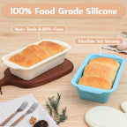 1 pc Silicone Bread Loaf Pans for Homemade Bread with Metal Frame, 9.5 x 5 Inch Non Stick Silicon Banana Loaf Pan for Oven, Silicone Baking Mold for Brownies,Sandwiches (Mint Green)