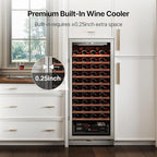 Ca'Lefort 90 Bottle Wine Fridge - 24 Inch 40-65°F Wine Cooler with Glass Door & Bottom Drawer, 10 Adjustable Shelves & 3 LED Lights, Energy Star Certified Built-in/Freestanding for Home/Bar/Kitchen