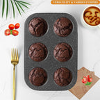 Walooza Muffin Cupcake Pan, Muffin Tins Nonstick 6, Muffin Top Cookie Cheese Cake Pan for Baking, Toast Oven Baking Supplies Small Cake Pans Muffin Cups Non Stick