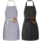 BeLuyi 2 Pack Adjustable Bib Apron with 2 Pockets Chef Cooking Kitchen Restaurant Aprons for Women Men