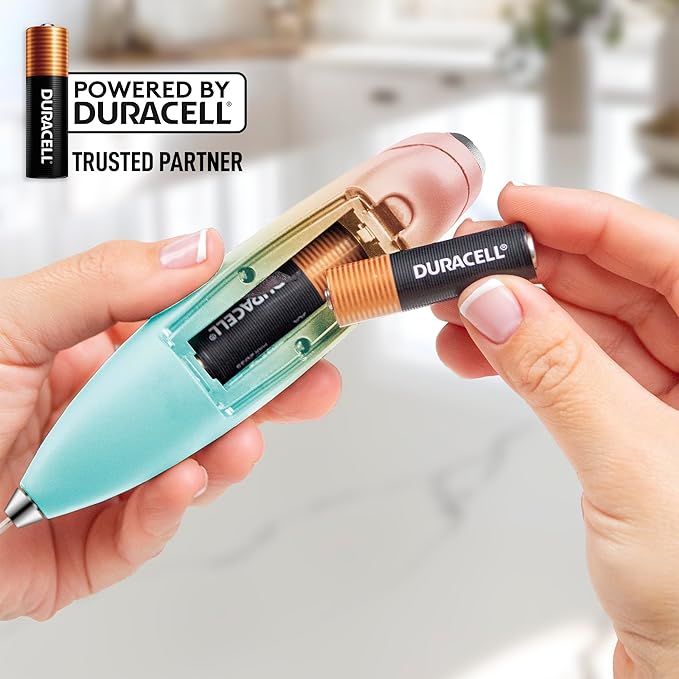Zulay Kitchen Powerful Milk Frother Wand With 4 AA Duracell Batteries - Ultra Fast Handheld Drink Mixer - Electric Whisk Foam Maker for Coffee, Lattes, Cappuccino, Matcha & Creamer - Cupcake