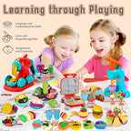 4 in 1 Dough Sets 75 PCS for Kids Ages 4-8, Dough Tools Kit with Ice Cream Noodle Hamburger Maker Machine, Dessert Rack, Kitchen Creations Art Crafts Food Play Toys for Boys Girls Ages 3+