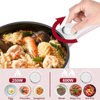 Dezin Hot Pot Electric Upgraded, Non-Stick Sauté Pan, Rapid Noodles Electric Pot, 1.5L Mini Portable Hot Pot for Steak, Egg, Fried Rice, Ramen, Oatmeal, Soup with Power Adjustment