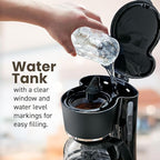 Elite Gourmet EHC-5055# Automatic Brew & Drip Coffee Maker with Pause N Serve Reusable Filter, On/Off Switch, Water Level Indicator, Black