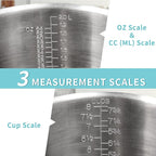 Measuring Cup, [Upgraded, 3 Measurement Scales, Including Cup Scale, ML Scale, Ounce Scale], Newness Stainless Steel Measuring Cup with Marking with Handle, 64 Ounces (2.0 Liter, 8 Cup) (Pack of 2)