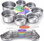 Magnetic Measuring Cups and Spoons Set304 Stainless Steel Dual Scale Set of 15, Strong N52 Magnetic Nesting Design with Leveler, for Dry&Liquid Ingredients, Dishwasher Safe(Colorful)