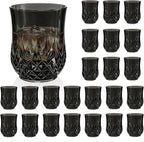 24 Pack Plastic Stemless Wine Glasses,12oz Unbreakable Vintage Elegant Drinking Glass Set,Reusable Fancy Cocktail Cups for Party, Wedding, and Bulk Events (24, 12oz-Black)