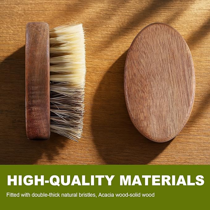 SAMEBUTECO Fruit & Vegetable Cleaning Brushes with Acacia Wood Handle Natural Half Sisal Bristle Half Palm Fibers Bristles Design,Oval Shape Easy Hold,Pack of 2,Brown