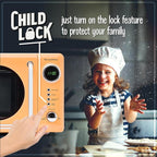 Nostalgia Retro Compact Countertop Microwave Oven - 0.7 Cu. Ft. - 700-Watts with LED Digital Display - Child Lock - Easy Clean Interior - Orange