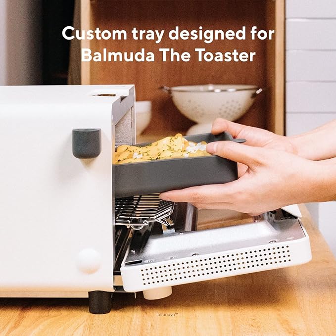 Teranuvo Silicone Oven Tray compatible with BALMUDA The Toaster Oven - safe to use, non toxic, durable, dishwasher safe, heat resistant, silicone liners for air flow and drain oil, non stick (Grey)