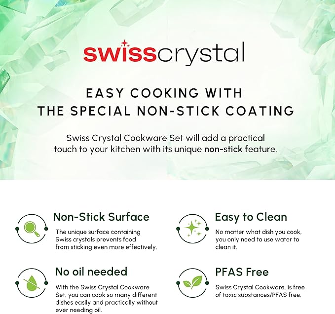 Karaca Swiss Crystal Ceramic Midnight Cookware Set - Non Stick Pots and Pans Set with Lid - PFAS-Free, Dishwasher Safe, Induction Hob Compatible Cookware, Black, 6 Piece