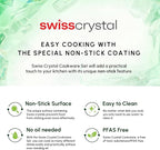 Karaca Swiss Crystal Ceramic Midnight Cookware Set - Non Stick Pots and Pans Set with Lid - PFAS-Free, Dishwasher Safe, Induction Hob Compatible Cookware, Black, 6 Piece