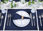 Solino Home Linen Cloth Placemats Set of 6-100% Pure Linen Hemstitch Navy Blue Placemats 14 x 19 Inch - Classic Hemstitch Table Place Mats for Holiday, Winter, New Year