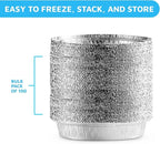 MontoPack 9” Round Aluminum Foil Pans with Clear Lids | Disposable Containers with Straight Walls for Storing, Baking, Meal Prep & Reheating | Freezer & Oven Safe, Recyclable (100 Pack)