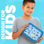 YOLAY Bento Box for Kids Lunch Box Leak-Proof, 5-Compartment Lunch Box Kids for Ages 3-10, Durable with Anti-Slip Base, Suitable for Schools, Outdoor and Travel (Mermaid) (Shark)