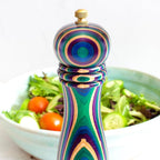 Baltique Mumbai Pepper Grinder – 8 Inch Colorful Wooden Pepper Mill with Adjustable Stainless Steel Grinding Mechanism – Manual Wood Pepper Grinder for Kitchen or Table Use