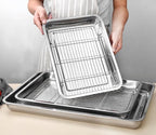 Roasting Pan Heavy Duty Stainless steel Turkey Pans for Oven,Toaster Oven Tray Pans with cooling rack,Hotel Pan, Barbeque Grill Pan,Deep Edge,Mirror treatment, Dishwasher Safe (19.5"x13.6"x2.8")