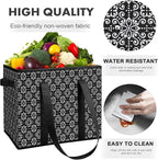 WISELIFE Reusable Grocery Bags 8 Pack,Large Grocery Tote Bag Water Resistant Shopping Bags Foldable Grocery Bag for Clothes,Shoes and Picnic,Black