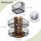 HTB Carousel Tea Bag Organizer for Counter, 2 Tier Tea Bag Holder with 6 Removable Tea Baskets and Acacia Wood Station, Tea Organizers and Storage for Cabinet, Countertop