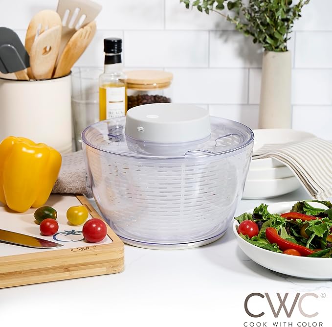 COOK WITH COLOR Electric Salad Spinner, Round 4.5L Capacity – Fast Drying & Easy Spin for Fresh Greens, Goat/Mink