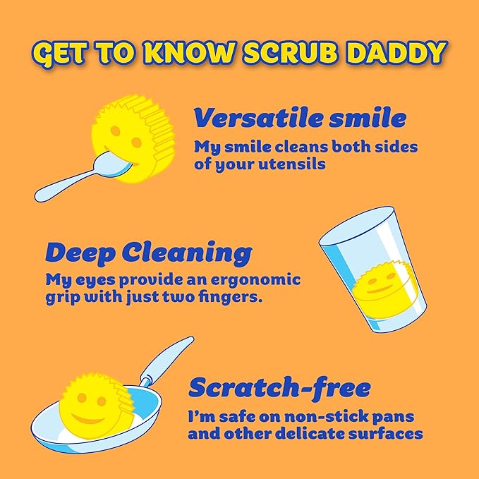 Scrub Daddy Cif Cream All Purpose Cleaner, Lemon - Multi Surface Household Cleaning Cream for Glass, Chrome, Granite, Sink, Gold, Marble & Countertops - 3 Pack (16.9 Oz Each)