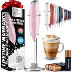 Zulay Kitchen Patented Tornado Triple Whisk Milk Frother with 4 Duracell Batteries – Handheld Foam Maker for Coffee, Lattes, Matcha & Hot Chocolate – Rich, Creamy Froth in Seconds - Candy